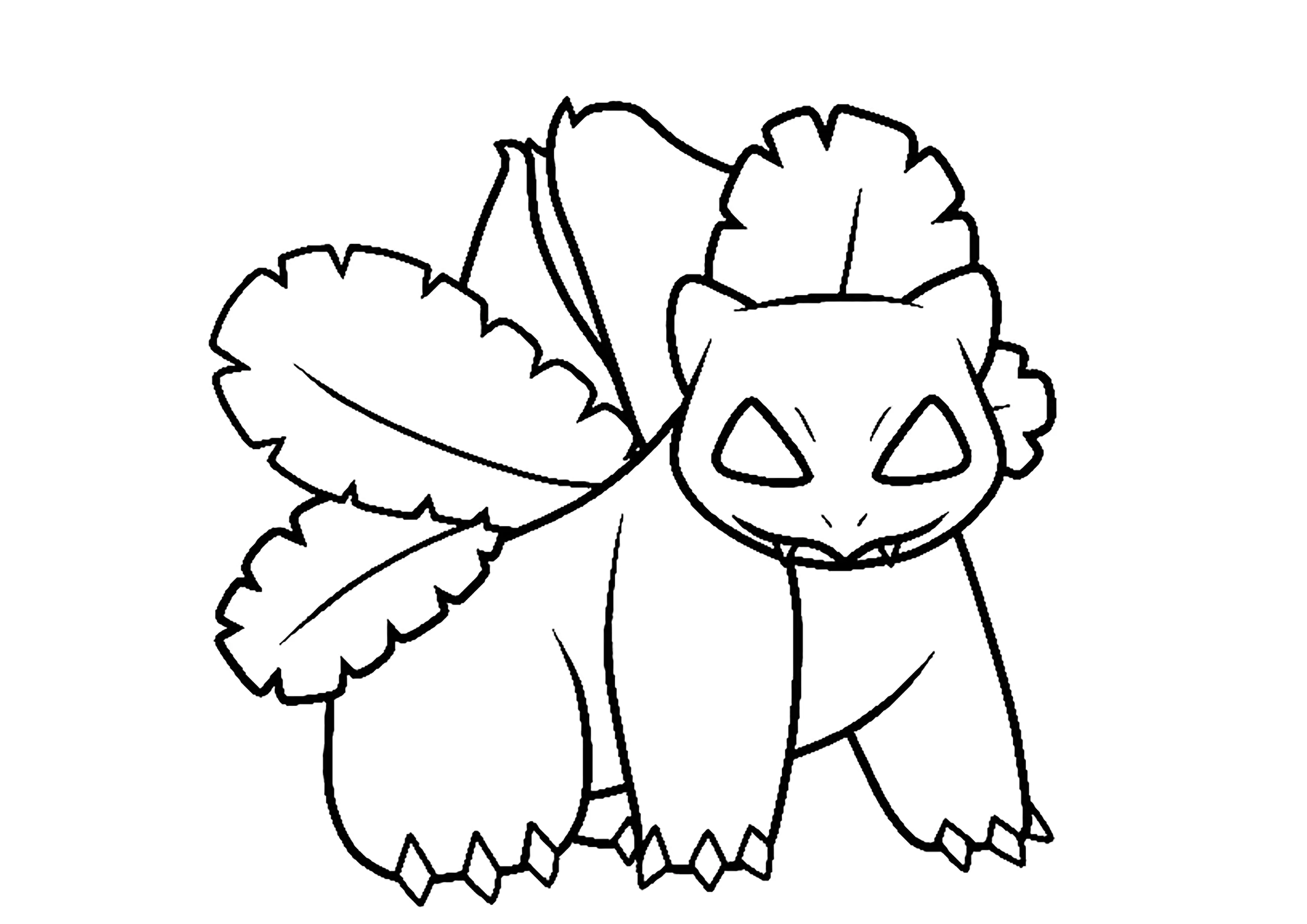 Herbizarre: Coloración simple (Página de Todas las páginas para colorear de Pokémon para imprimir para niños)