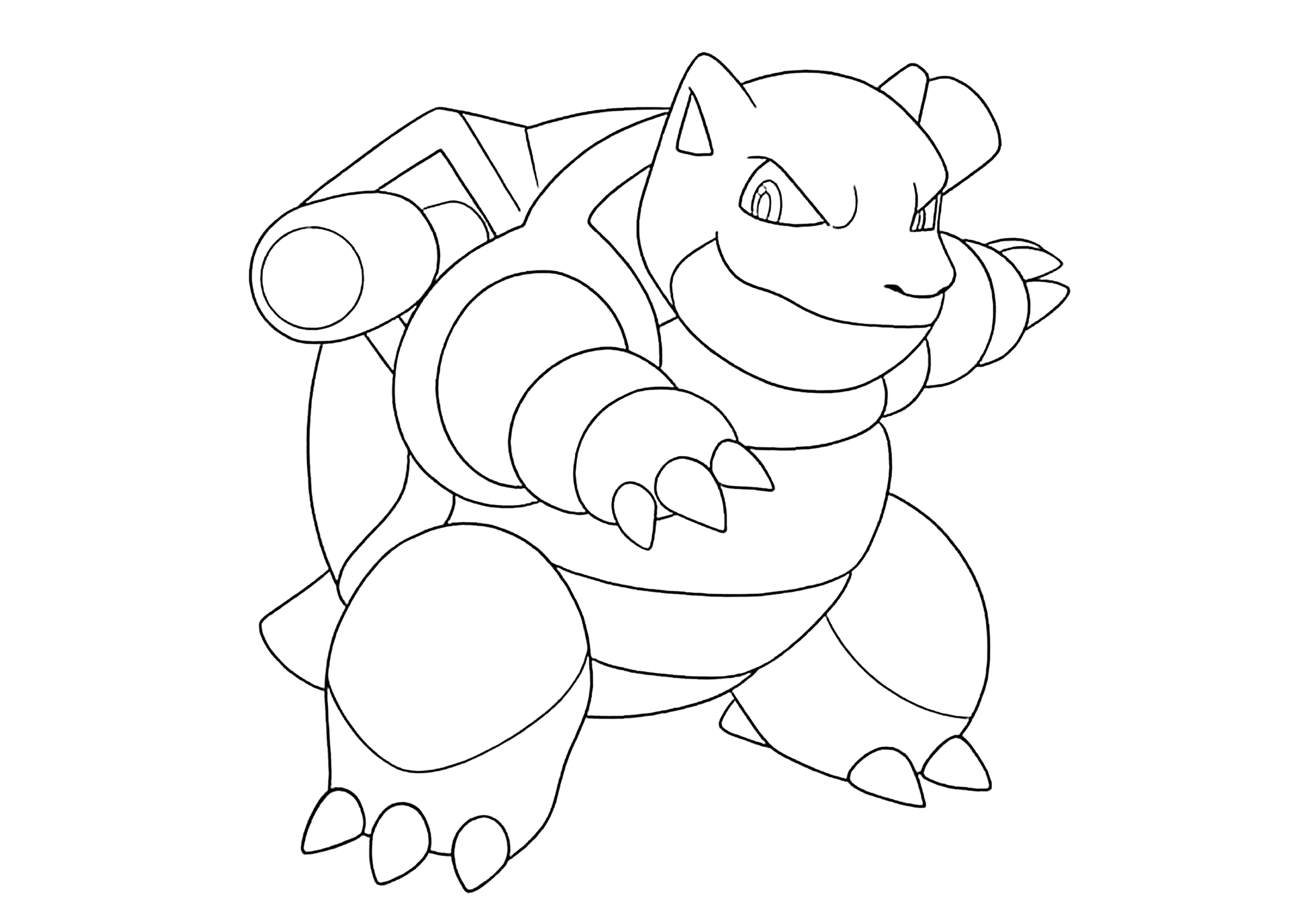 Tortank: Coloración fácil (Página de Todas las páginas para colorear de Pokémon para imprimir para niños)