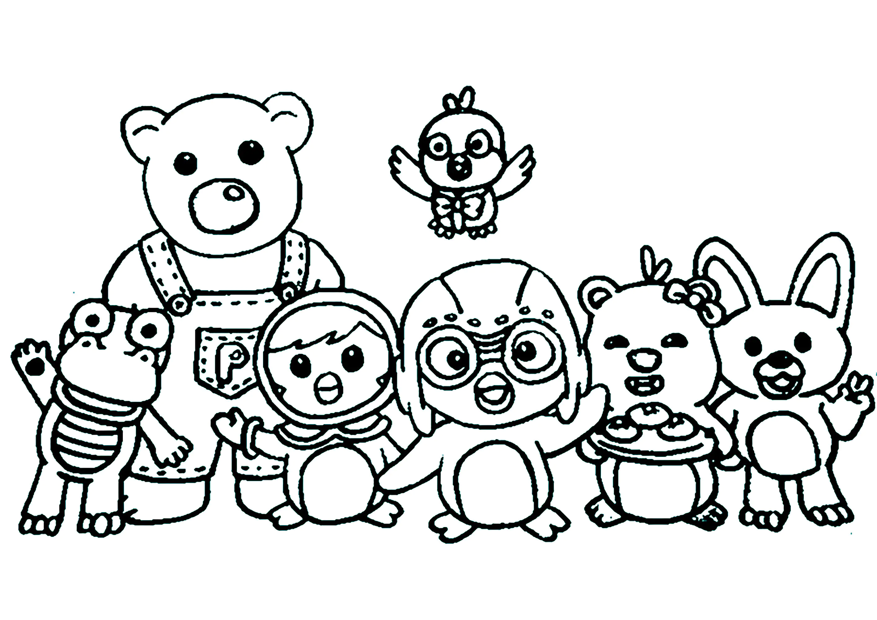 Los héroes de Pororo (Página para imprimir para niños)