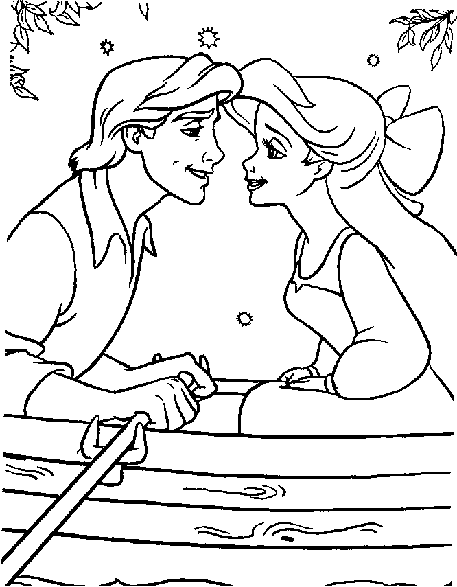 Ariel y su príncipe para colorear