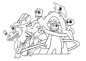 Página de para imprimir para niños : Dibujo inspirado en los personajes de Rainbow Friends