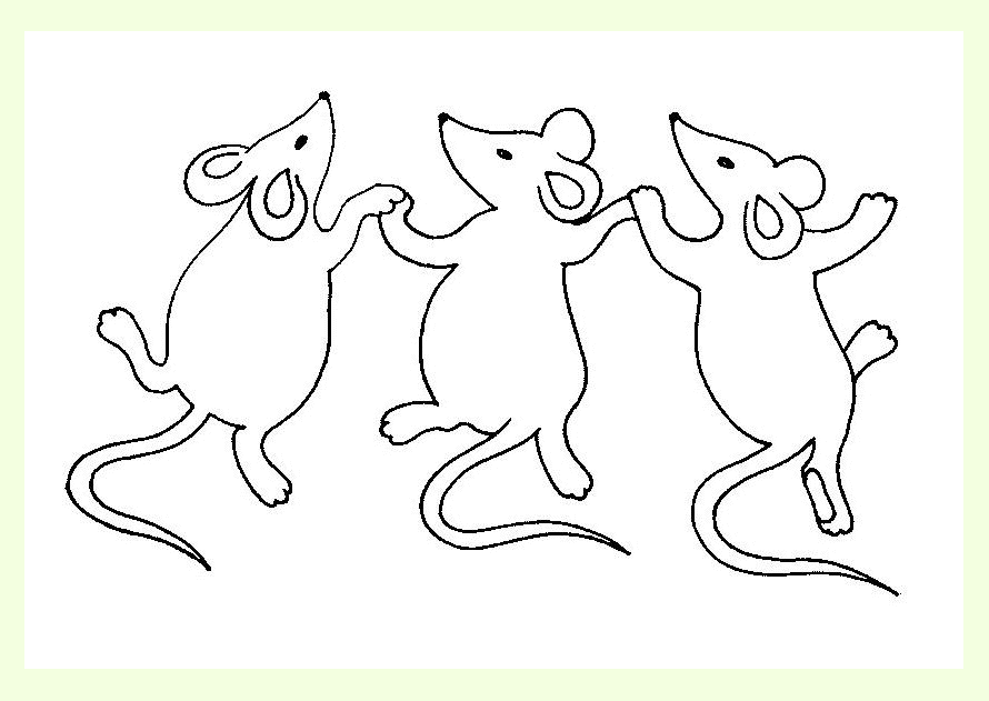 Tres pequeños Ratones para colorear
