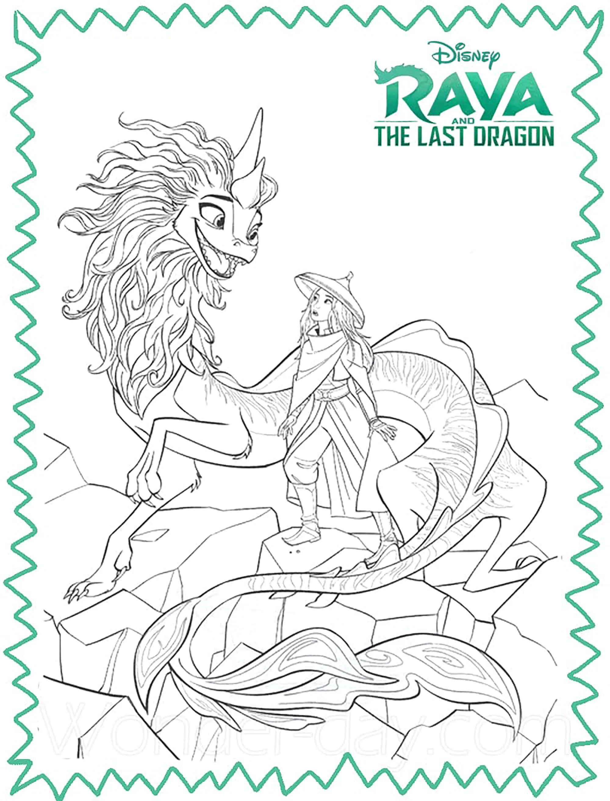 Raya y el dragón (Página de Raya y el último dragón para imprimir para niños)