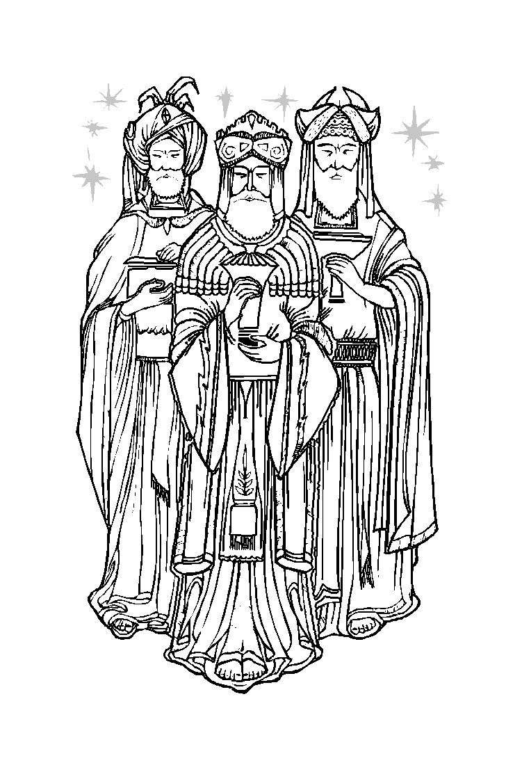 3 Reyes Magos para colorear