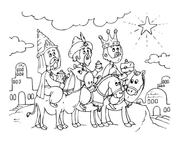 Imagen de Reyes Magos para descargar y colorear
