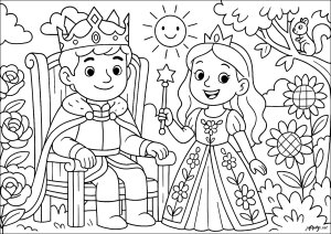 Dibujos para colorear gratis de reyes-y-reinas para niños (Página de Reyes y reinas  para imprimir)
