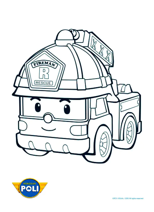 Robocar pulido para colorear para niños (Robocar poli)