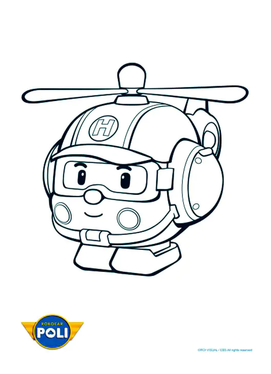 Imagen de un Robocar pulido para imprimir y colorear (Robocar poli)