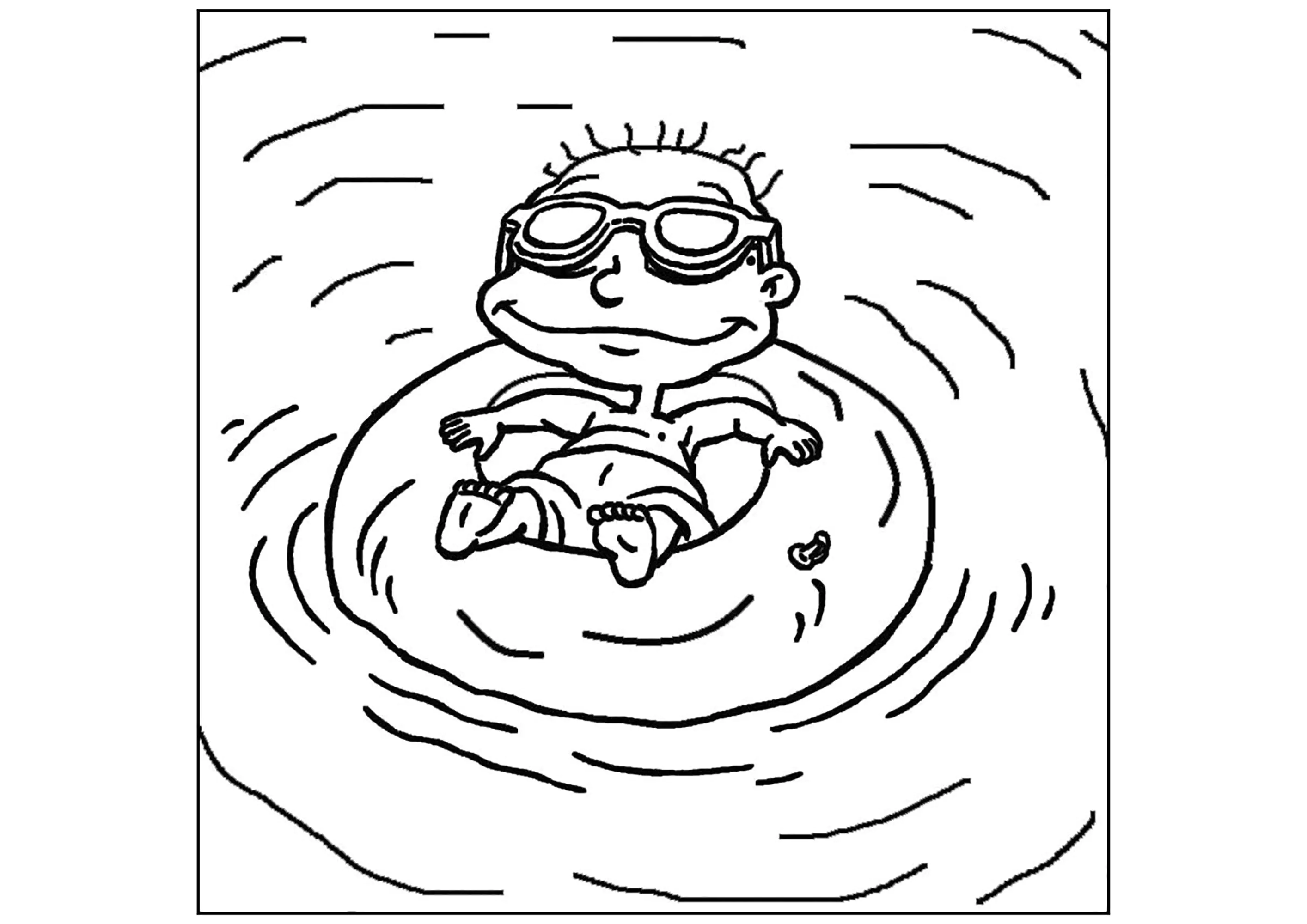 Tommy disfruta de las vacaciones y del sol (Página de Rugrats para imprimir para niños)
