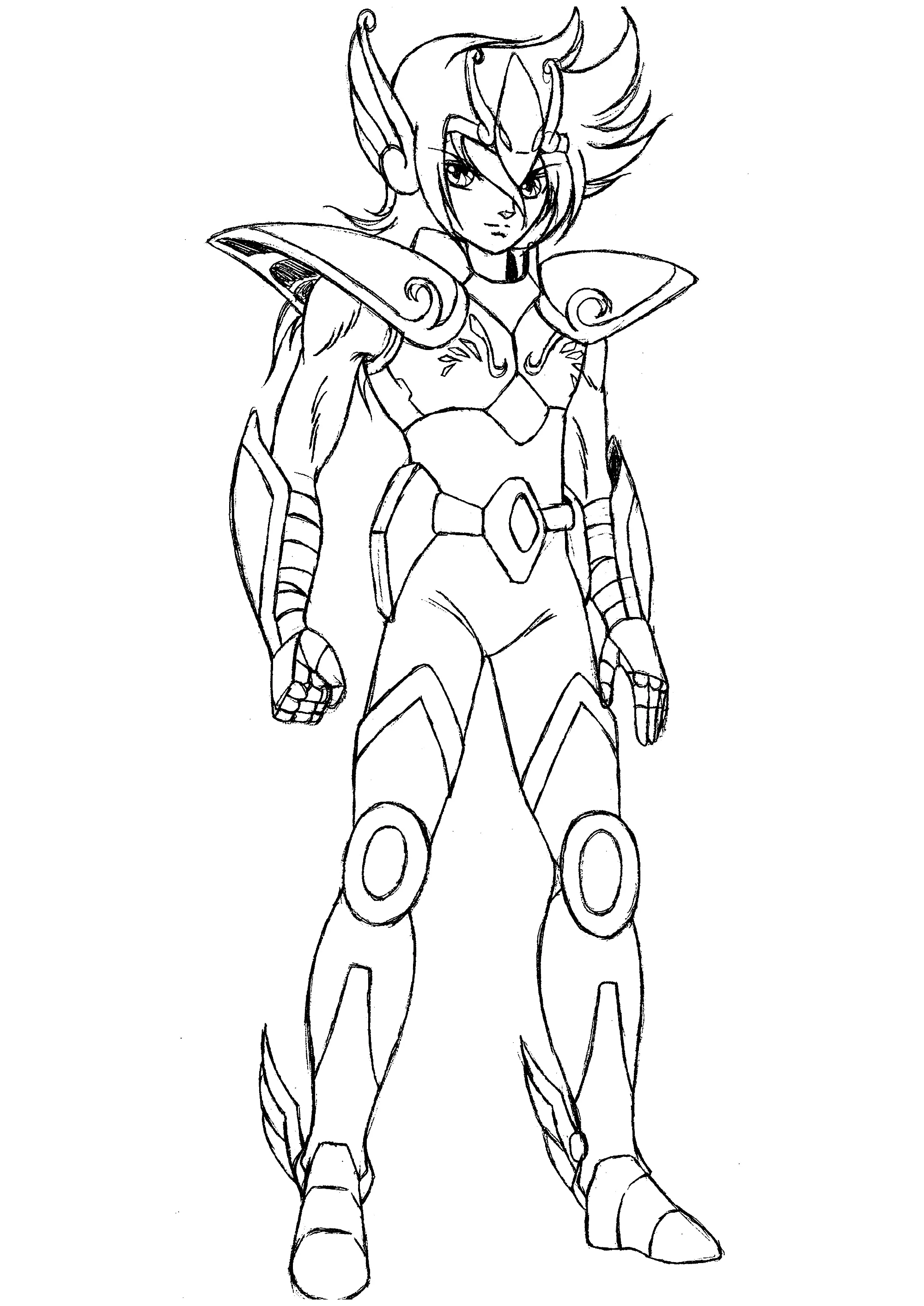 Dibujo de Seiya de Pegaso (Página de Los Caballeros del Zodiaco para imprimir para niños)