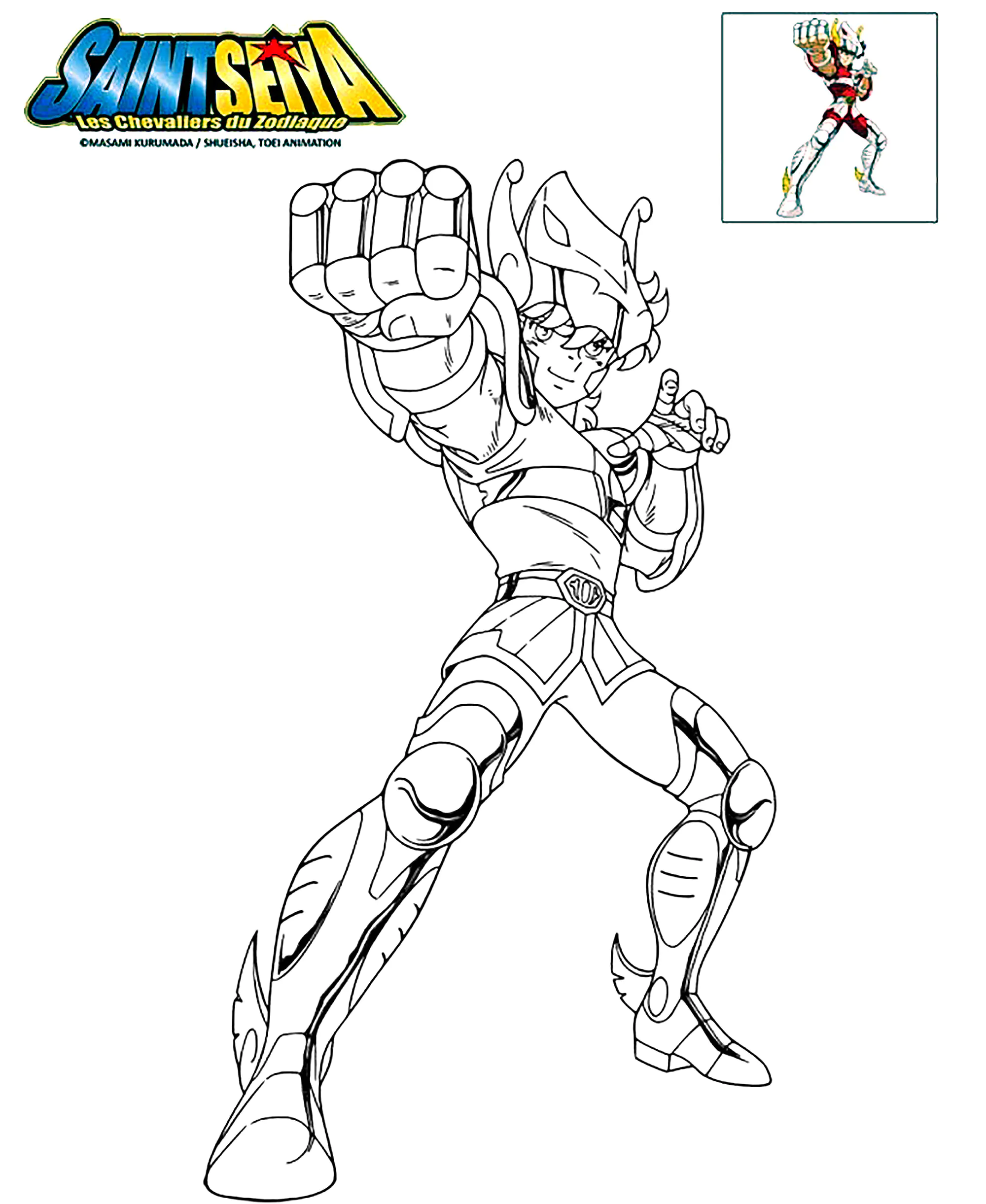Seiya de Pegaso (Página de Los Caballeros del Zodiaco para imprimir para niños)