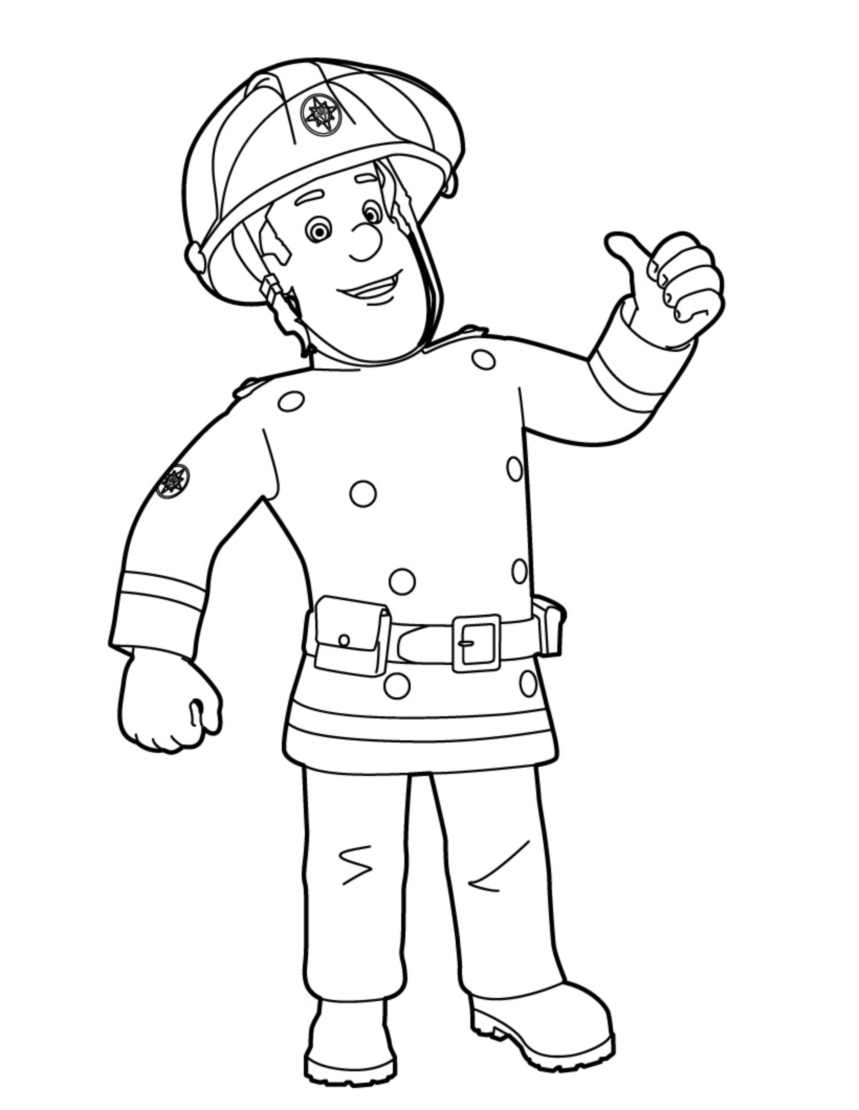Dibujo de Sam el bombero para imprimir y colorear