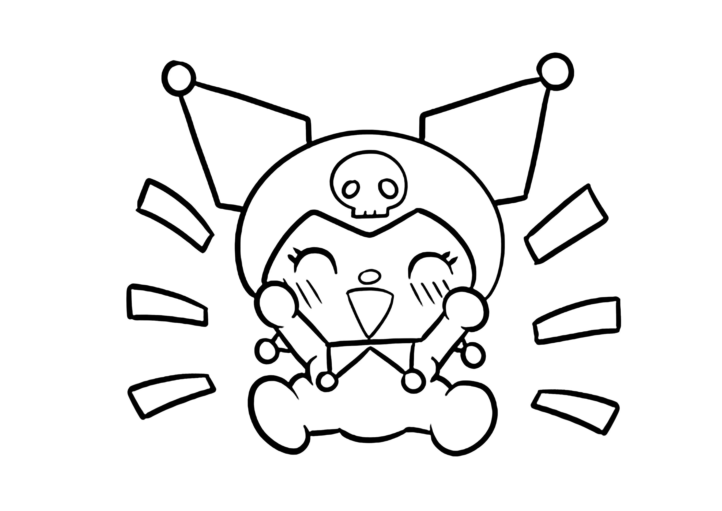 Kuromi estalla de alegría (Página de Sanrio para imprimir para niños)