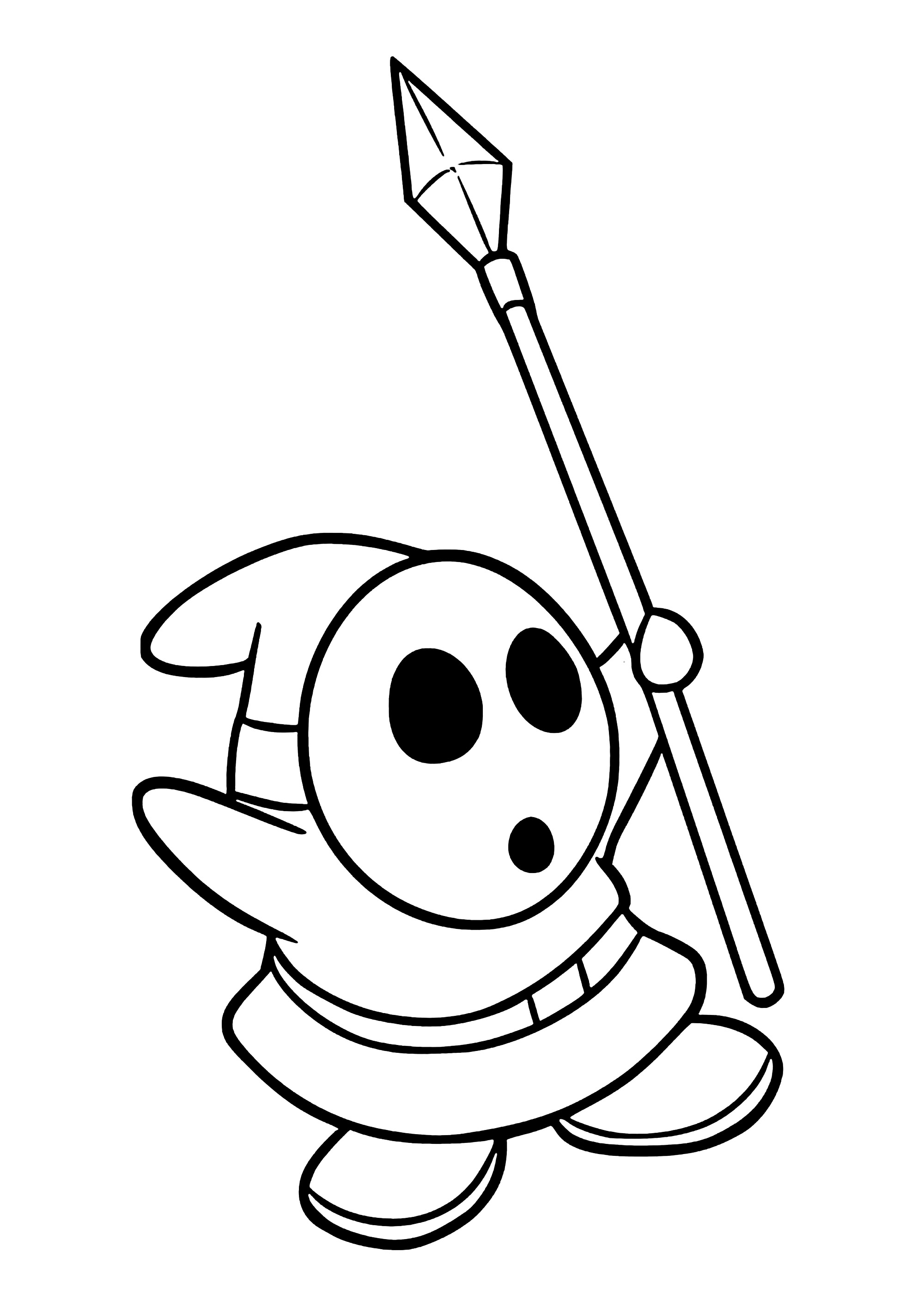 Con un arma (Página de Shy Guy para imprimir para niños)