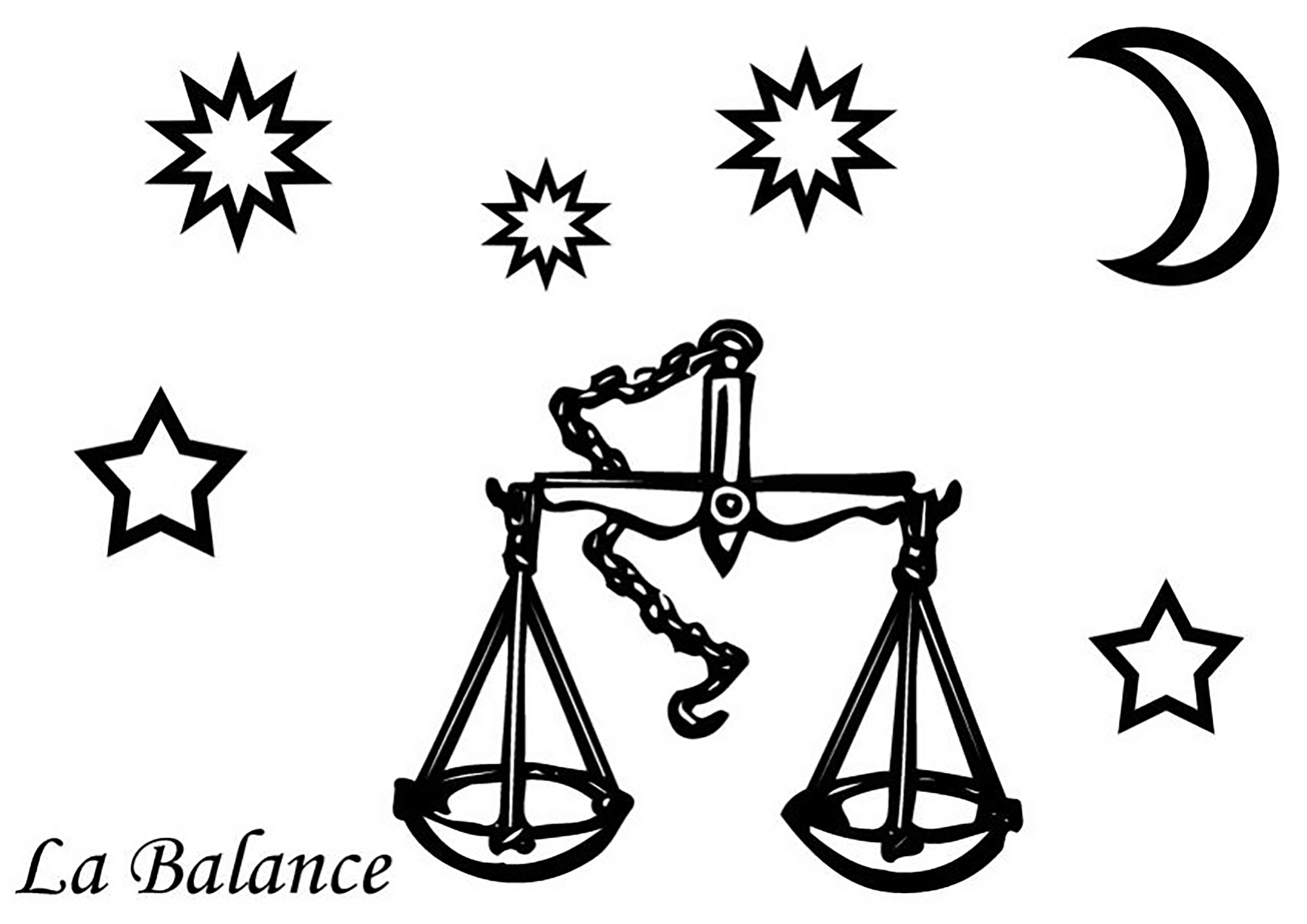 Signo de la Balanco (Página de Signos del zodiaco para imprimir para niños)