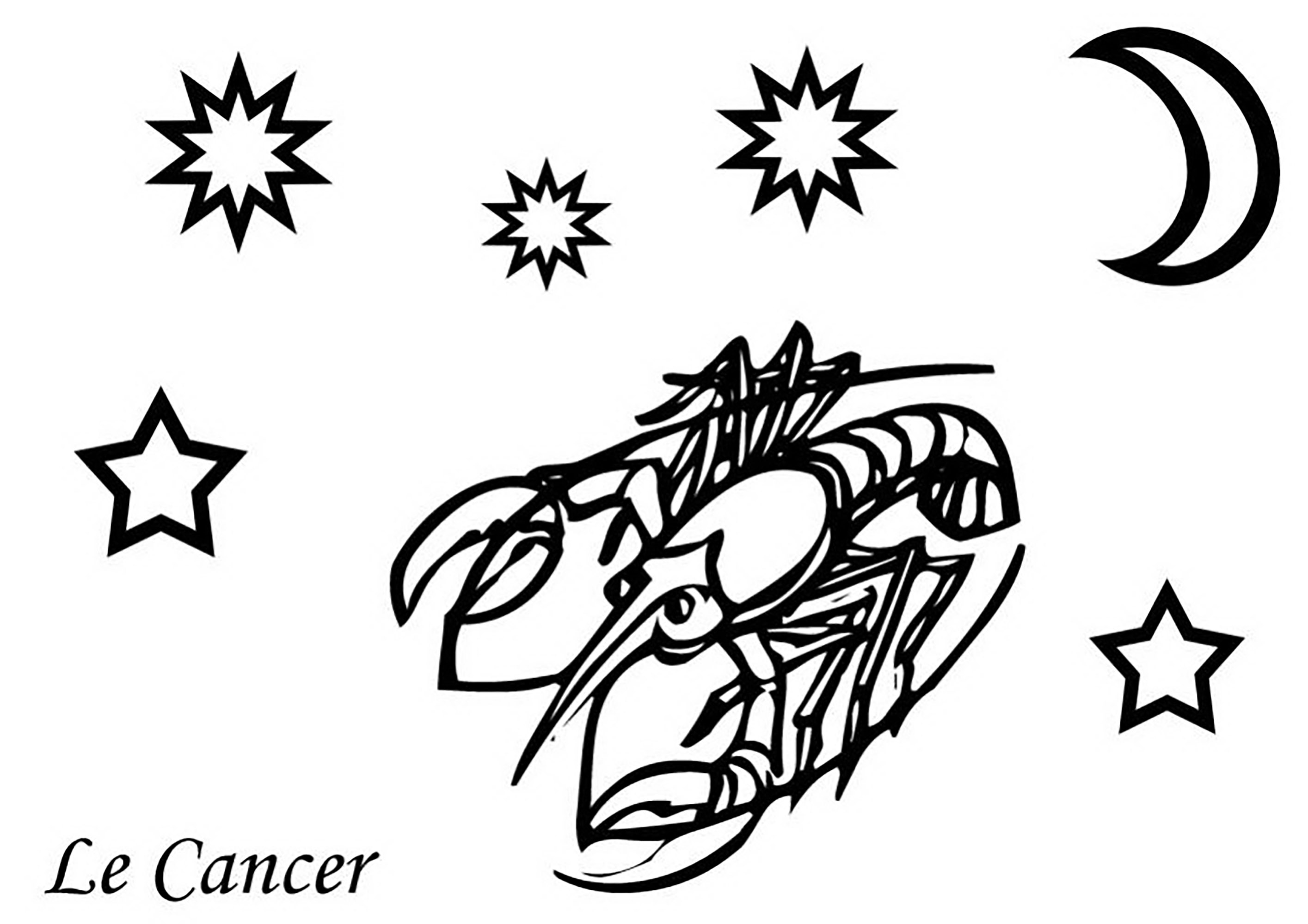 Signo de Cáncer (Página de Signos del zodiaco para imprimir para niños)
