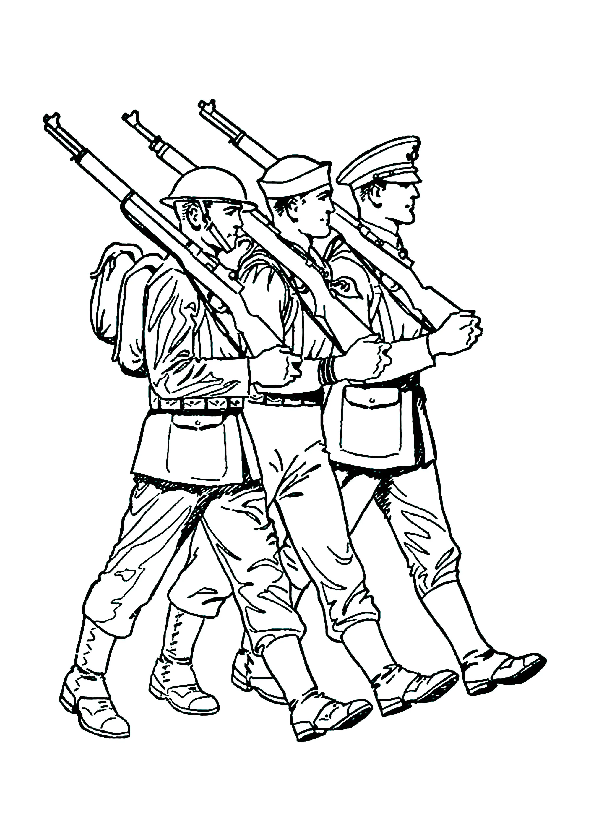 Tres Soldados (Página para imprimir para niños)
