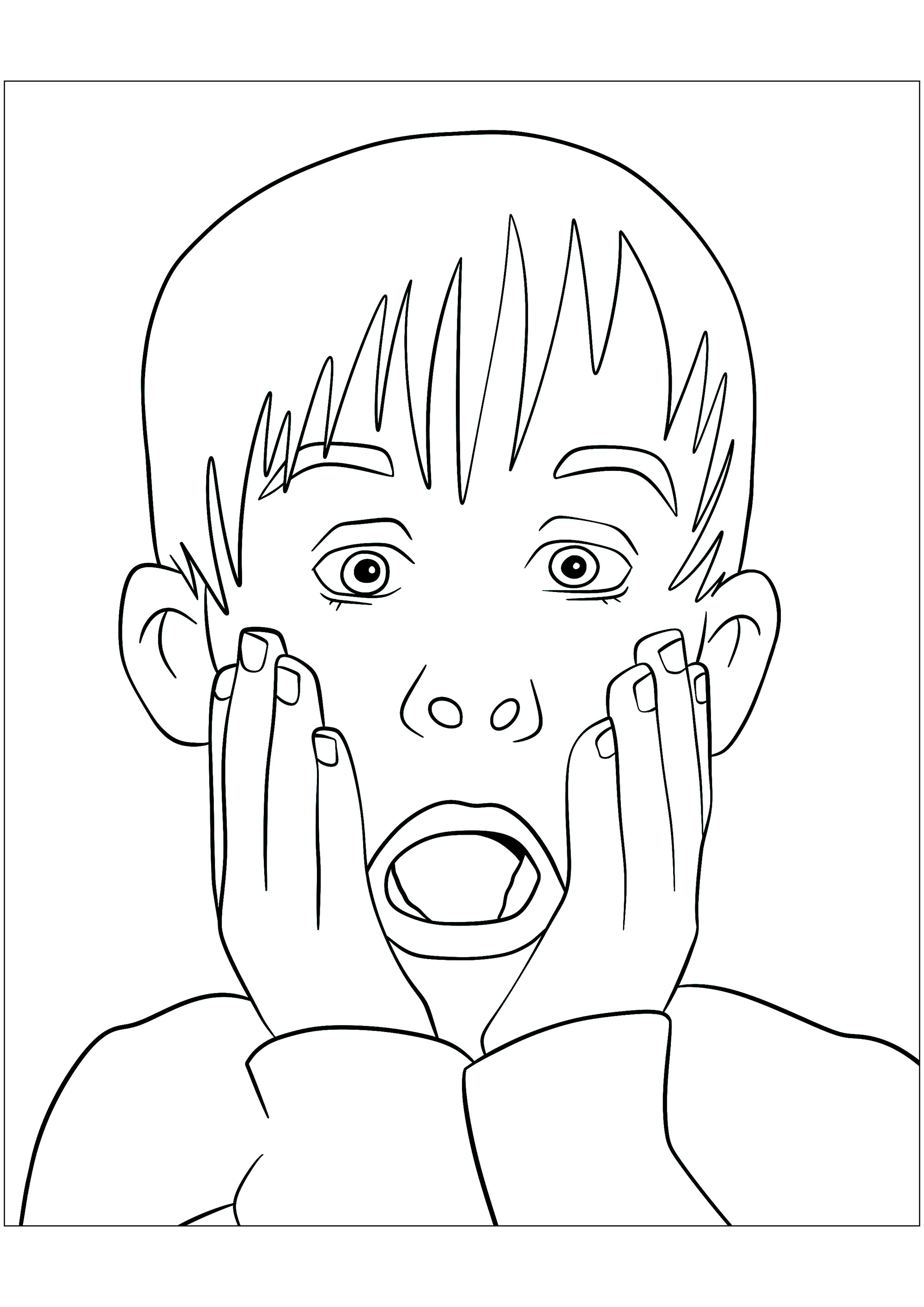 Sencillo dibujo vectorizado de Kevin (Página de Solo en casa para imprimir) Sencillo dibujo vectorizado de Kevin (Página de Solo en casa para imprimir para niños)