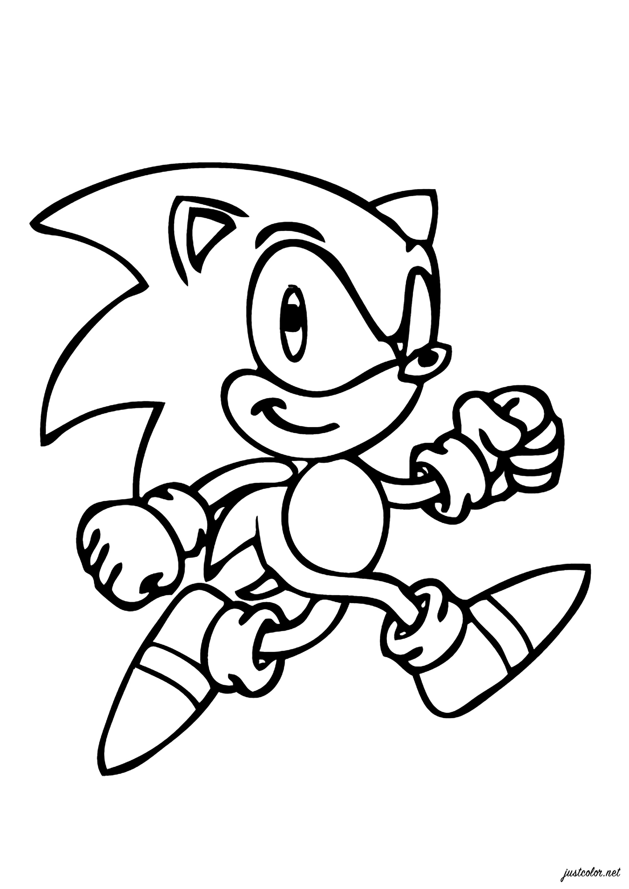 Dibujo simple de Sonic (Página para imprimir para niños)