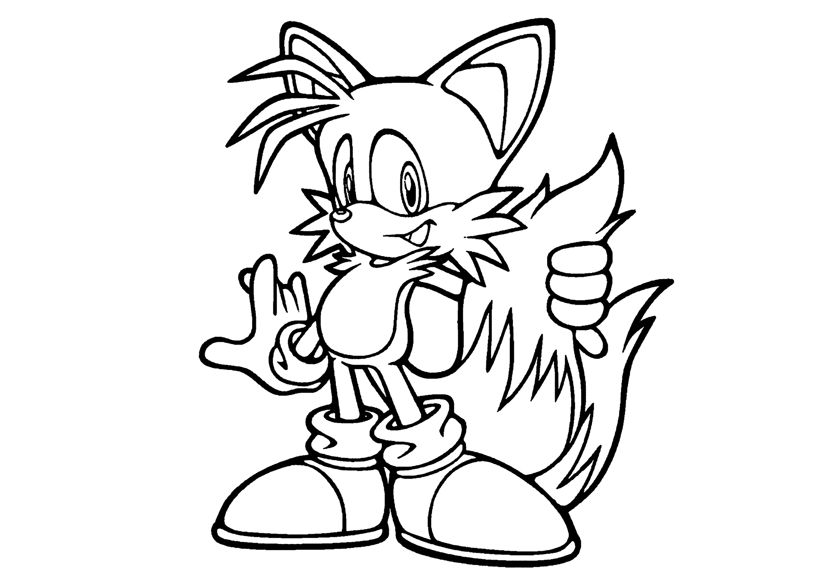 Coloreado sencillo de Tails, el amigo zorro de Sonic