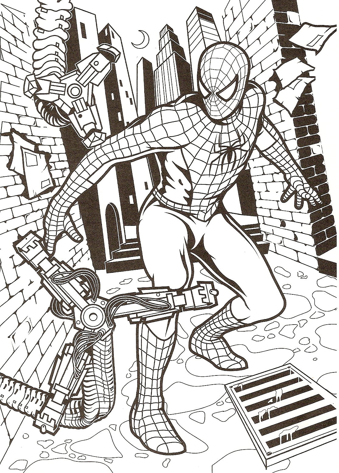 ¡Spiderman en la calle listo para dar una paliza a un malo!