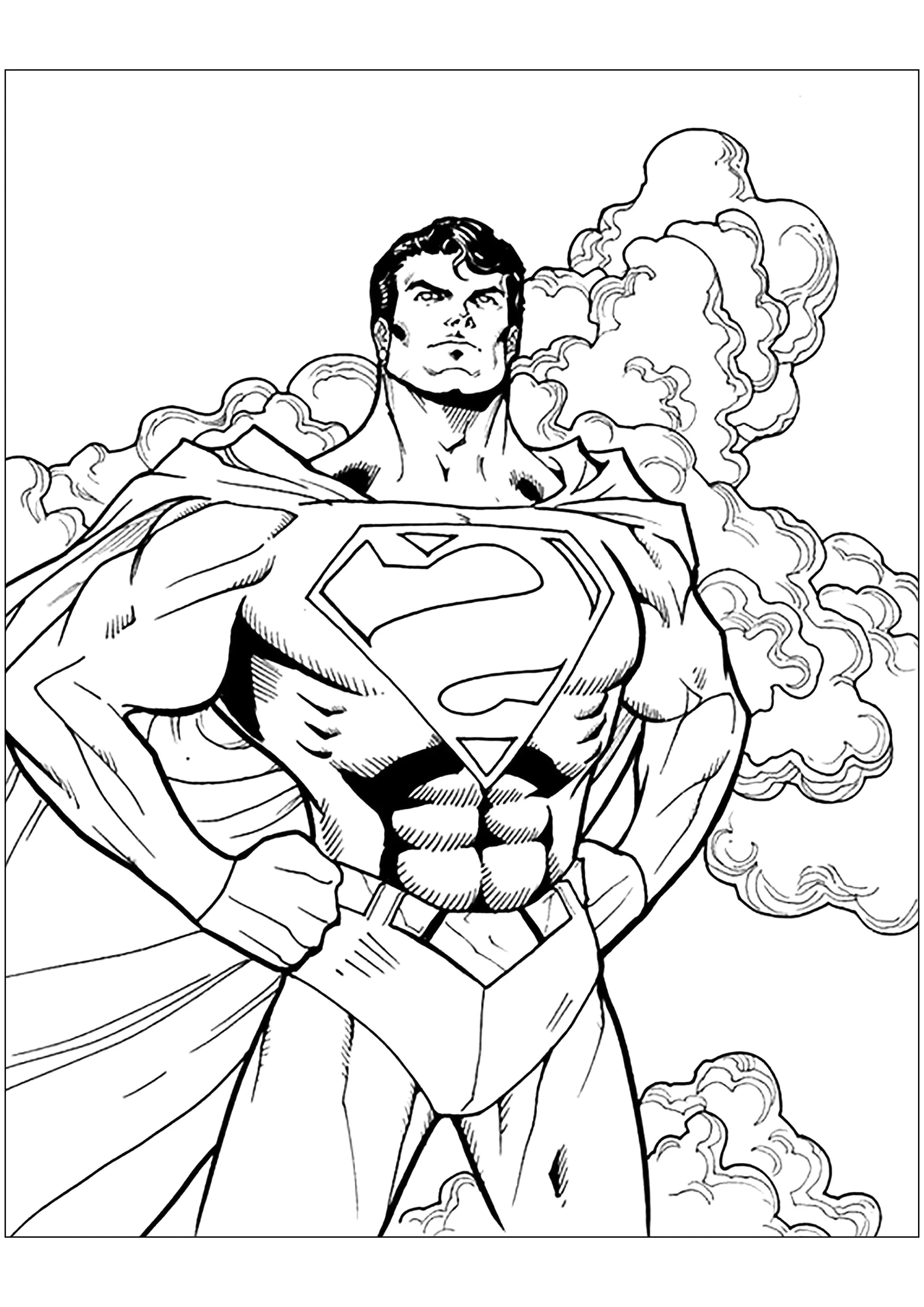 Superman y las nubes (Página para imprimir para niños)