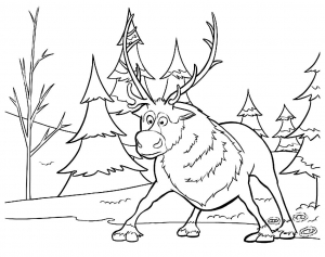 Dibujo imprimible gratis de Sven de Frozen para colorear