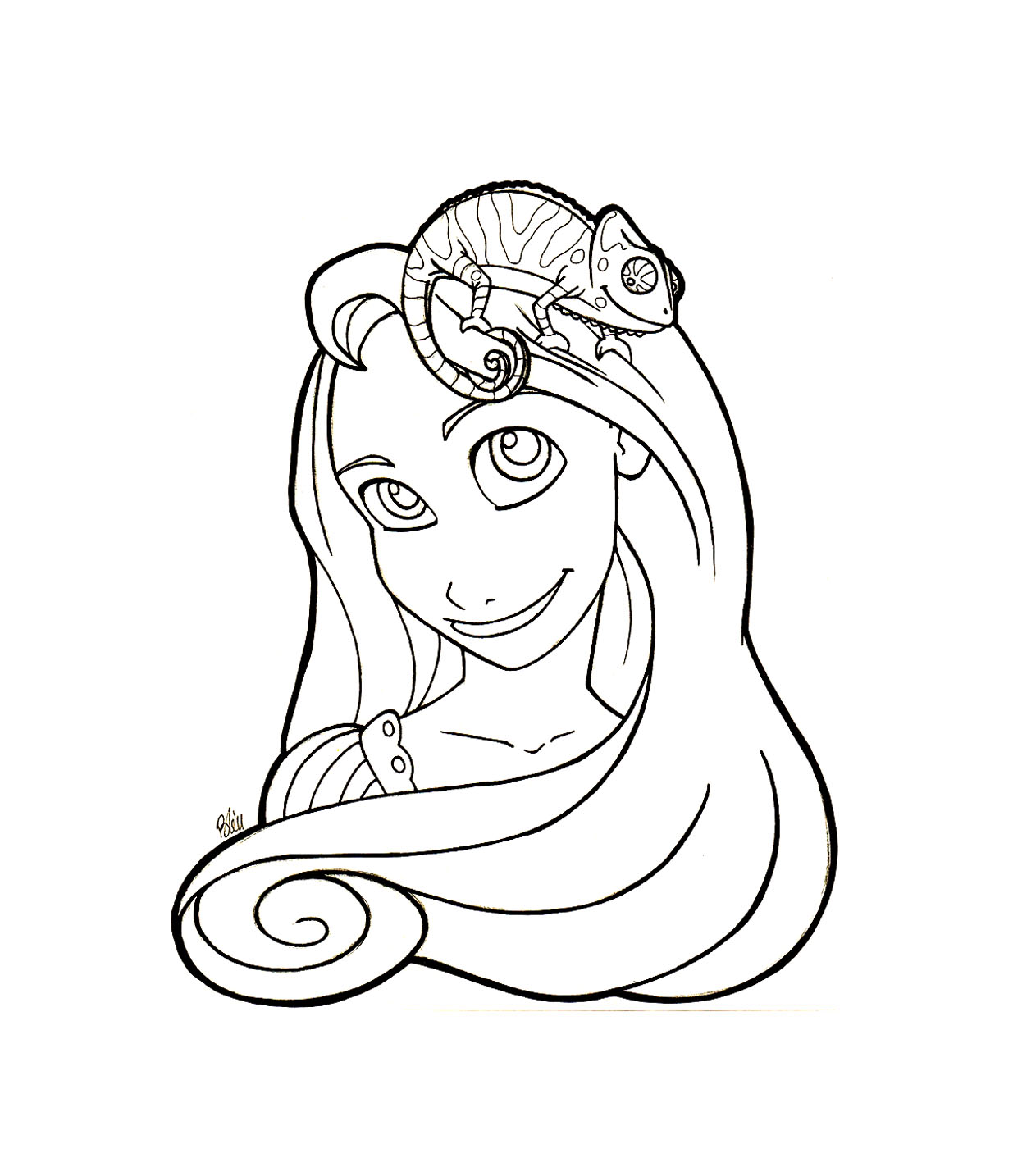 Fácil Dibujos para colorear para niños de Tangled Rapunzel