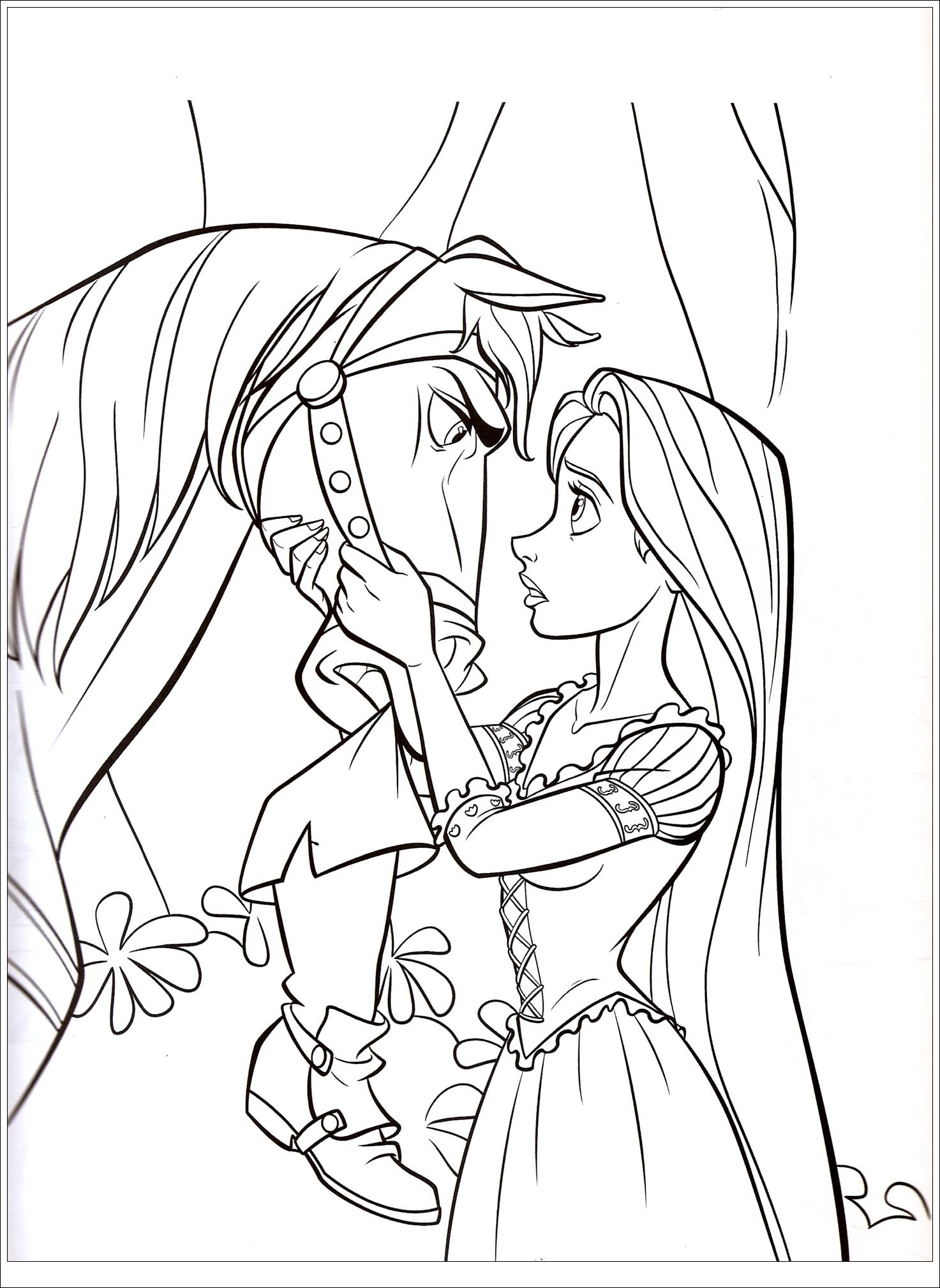 Dibujos para colorear gratis de Tangled Rapunzel para imprimir y colorear