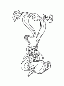 Simple Dibujos para colorear de Tangled Rapunzel para imprimir y colorear