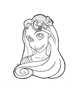 Simple Dibujos para colorear de Tangled Rapunzel para imprimir y colorear