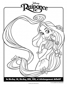 Dibujos para colorear para niños de Tangled Rapunzel, gratis, para descargar