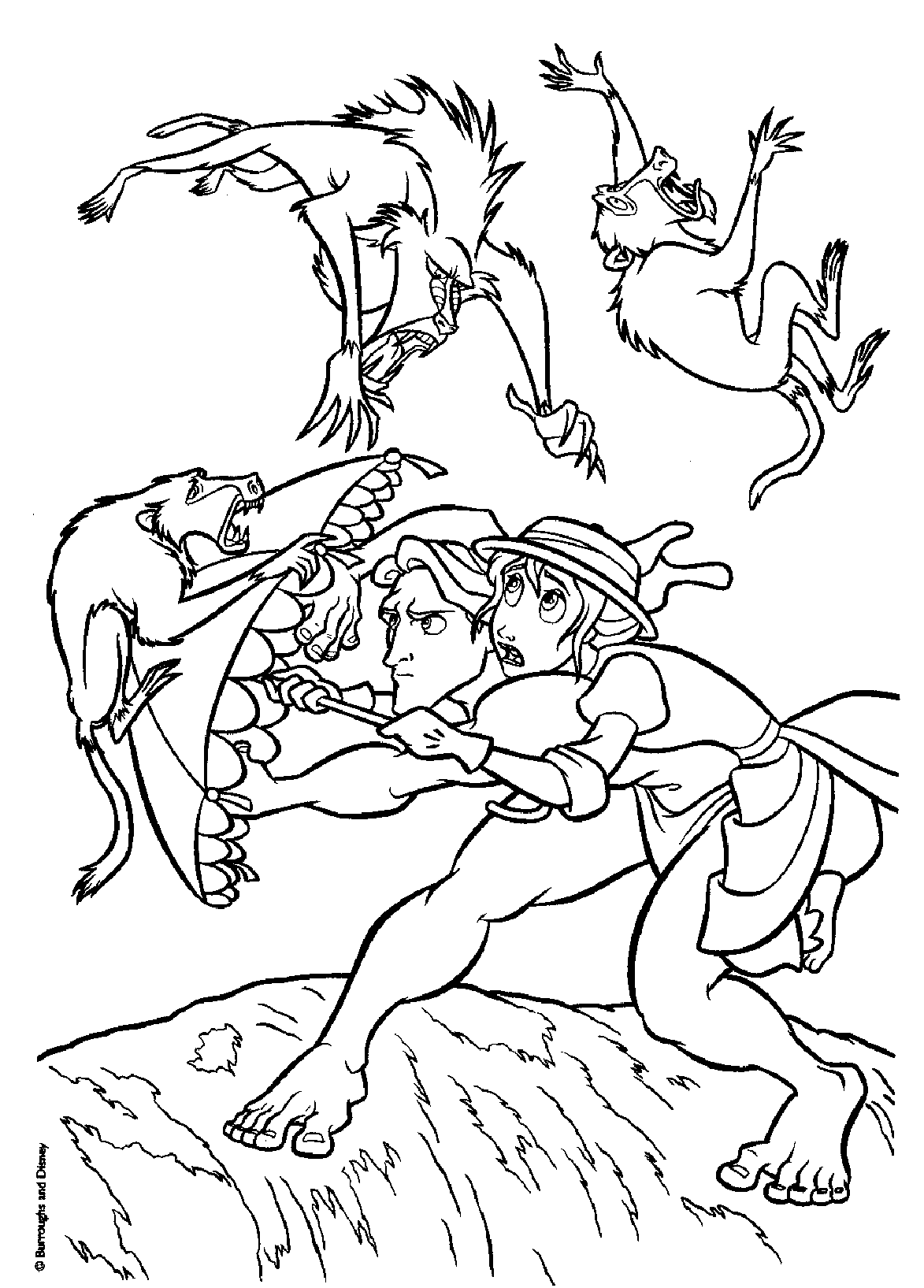 Tarzán et Jane (Página para imprimir para niños)