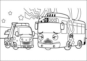 Página de Autobus para imprimir para niños : Solución de problemas para Tayo