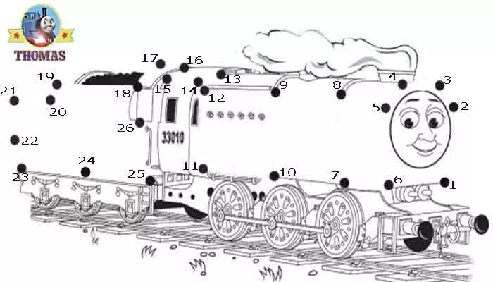 Dibujo para conectar y colorear de Thomas y sus amigos