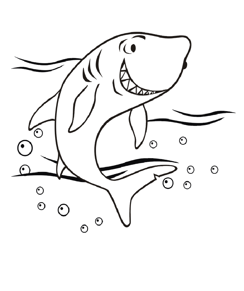 Dibujo gratis de tiburón para imprimir y colorear (Tiburones)