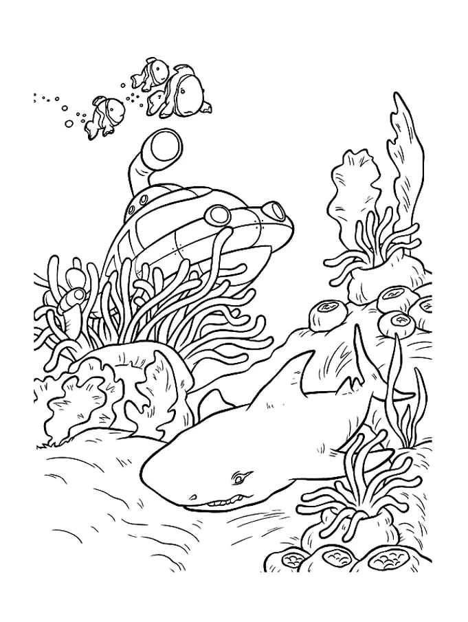 Dibujo de tiburón gratis para descargar y colorear (Tiburones)