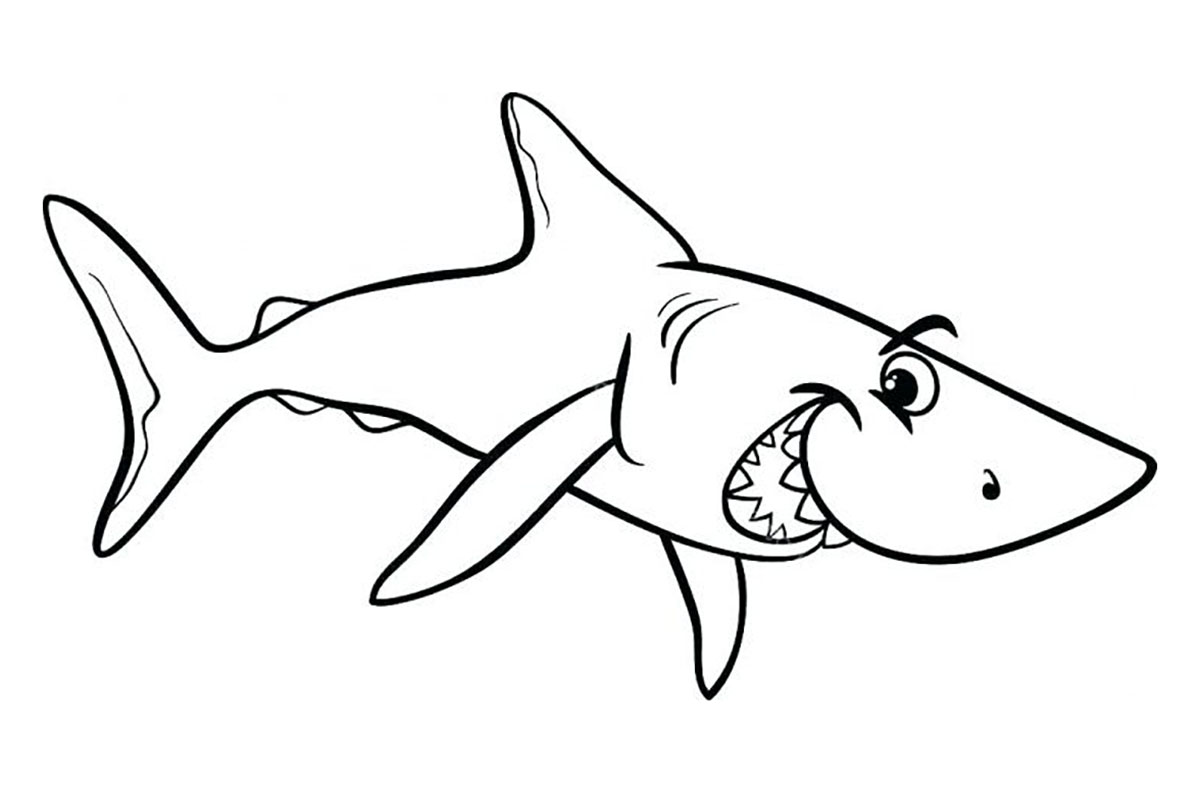 ¡Colorear un tiburón con una gran sonrisa!