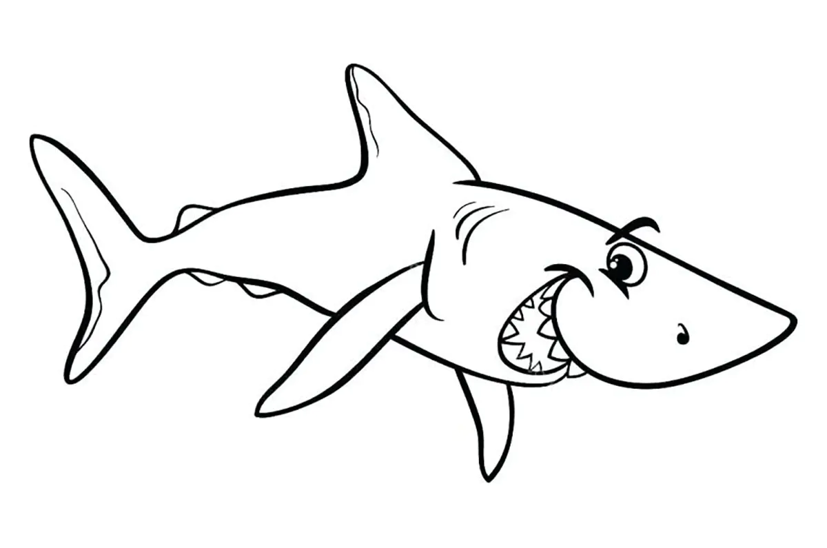 Tiburón travieso (Página de Tiburones para imprimir para niños)