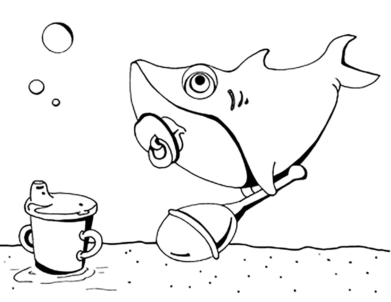 Bebé tiburón (Página de Tiburones para imprimir para niños)