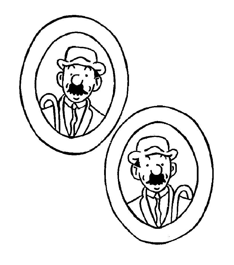 Pinturas de Dupond y Dupont (Página de Tintin para imprimir para niños)