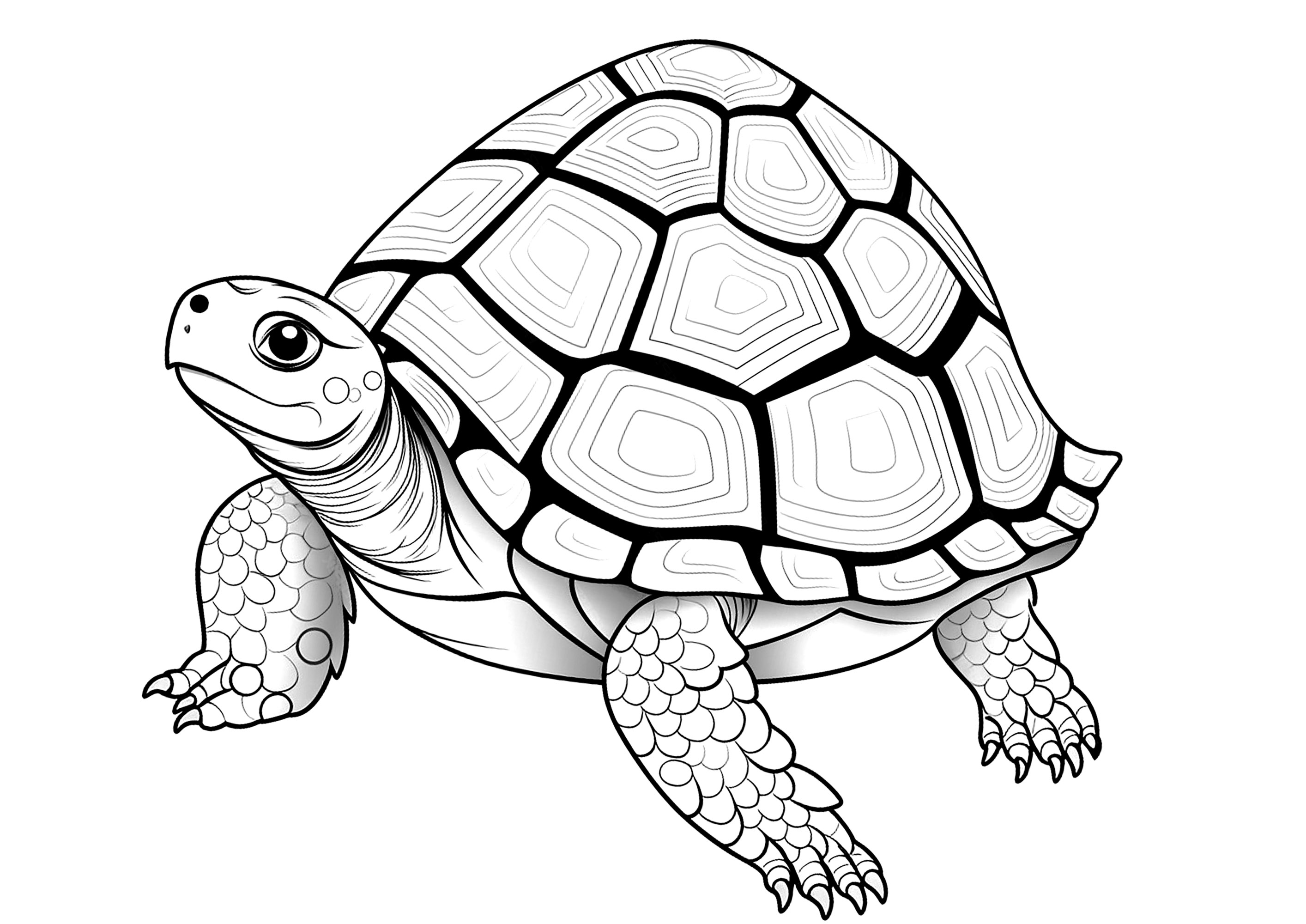 Dibujo de una tortuga con hermosas escamas