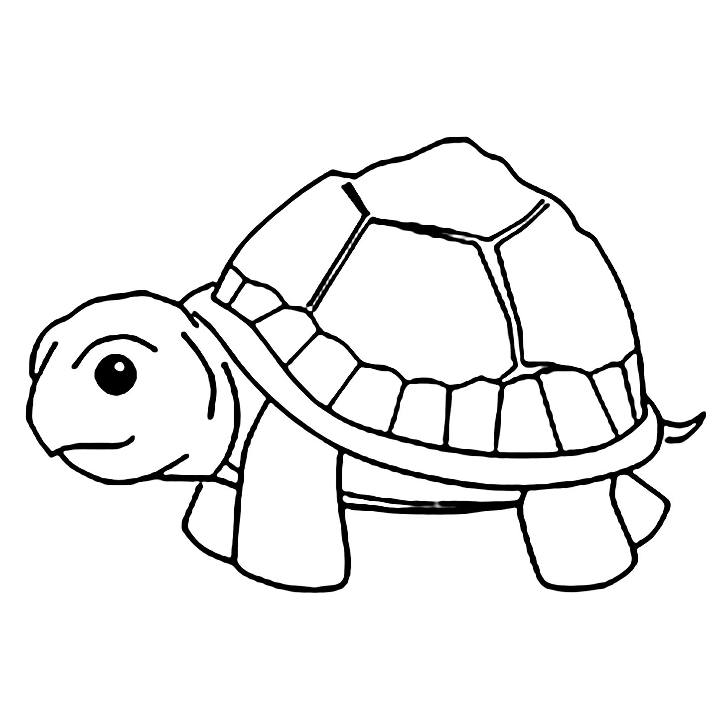 Bonita y sencilla tortuga para colorear para niños