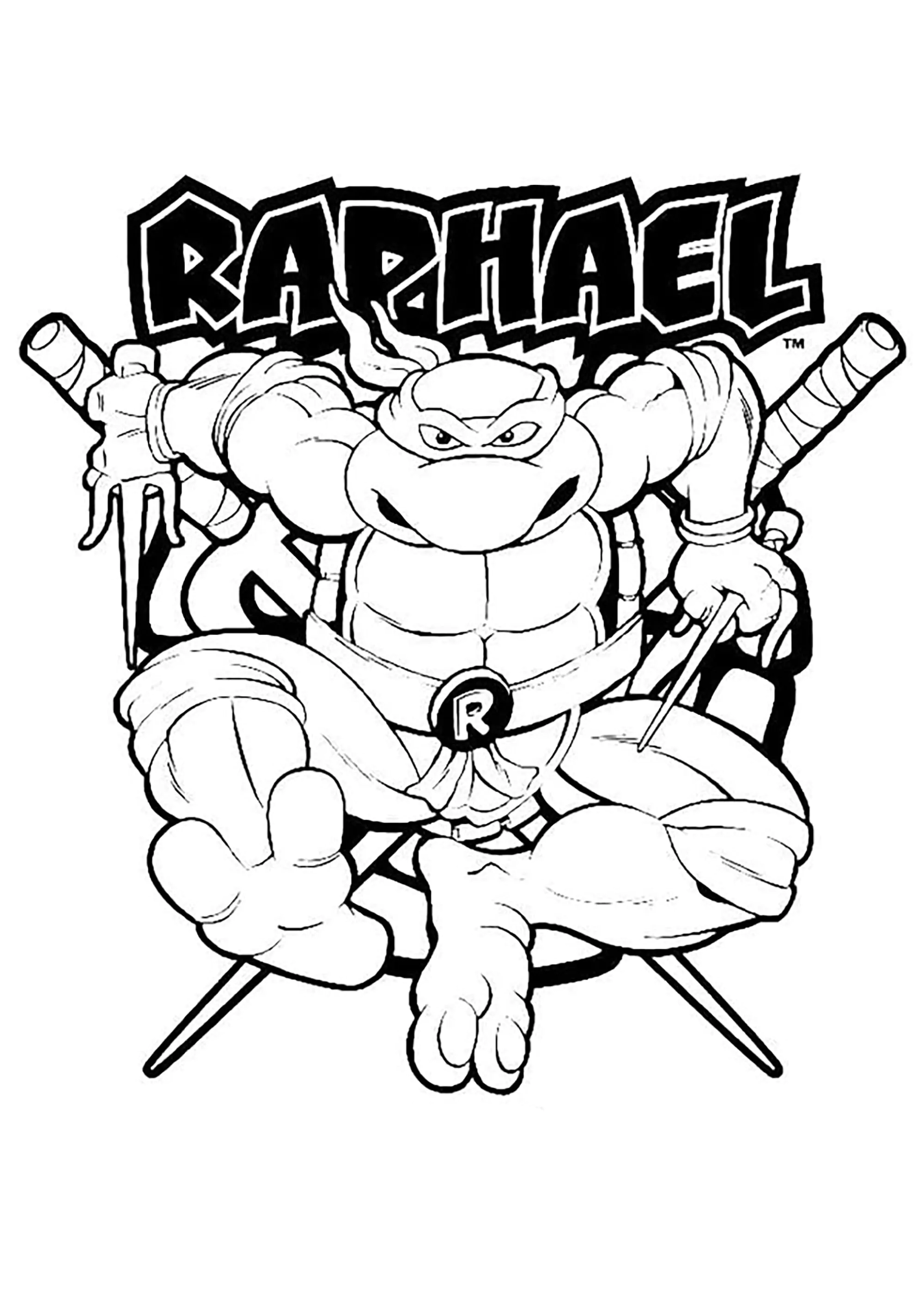 Rafael (Página de Tortugas Ninja para imprimir para niños)