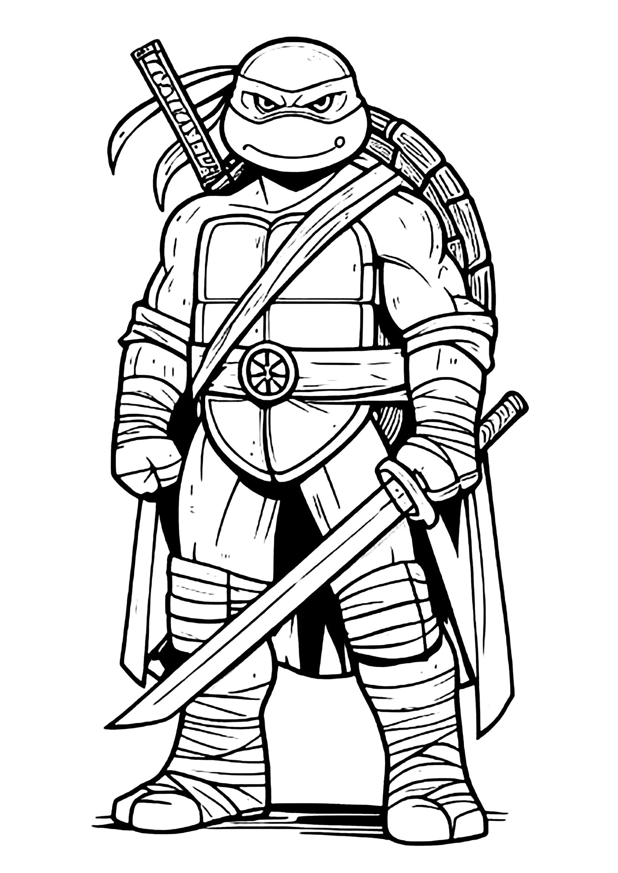 Leonardo está decidido (Página de Tortugas Ninja para imprimir para niños)