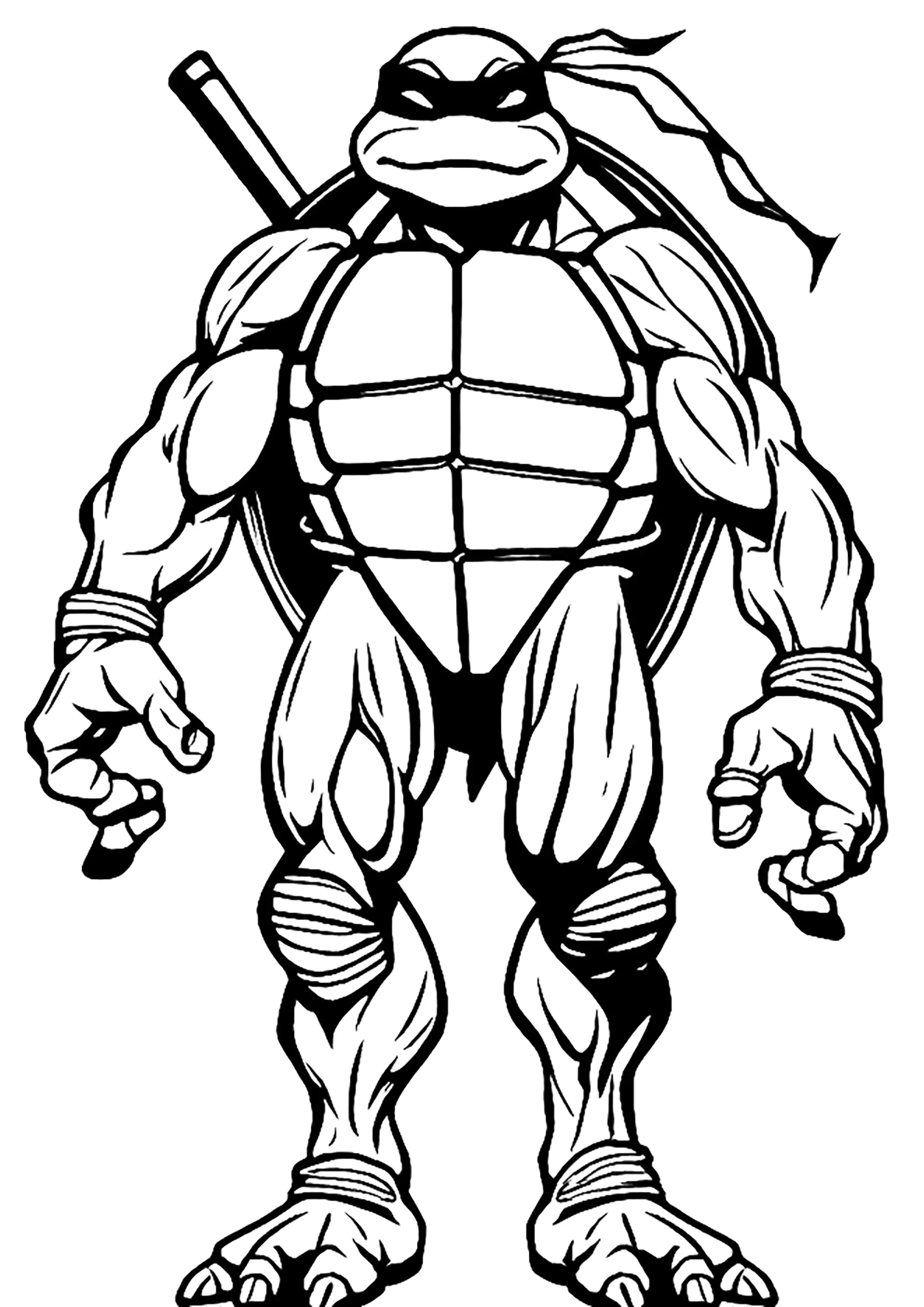 Tortuga Ninja musculosa (Página de Tortugas Ninja para imprimir para niños)