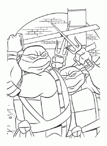 Dibujo gratis de Tortugas Ninja para descargar y colorear