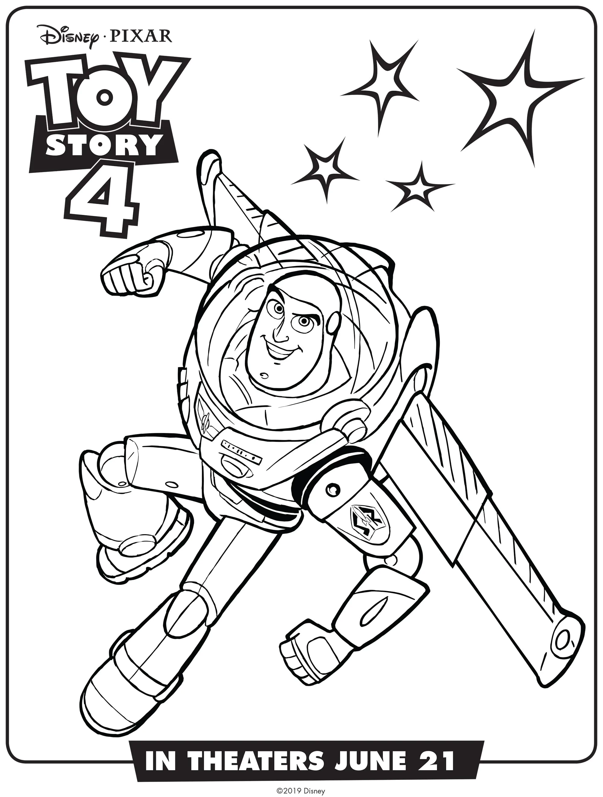 Buzz Lightyear: Dibujos para colorear gratis de Toy Story - 4 (Toy Story 4)