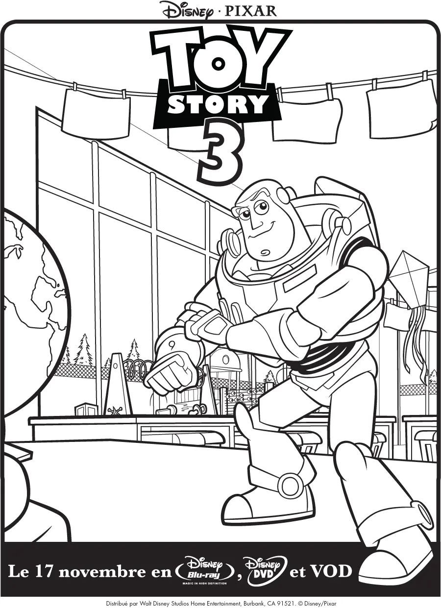 Buzz Lightyear en un aula (Página de Toy story para imprimir para niños)