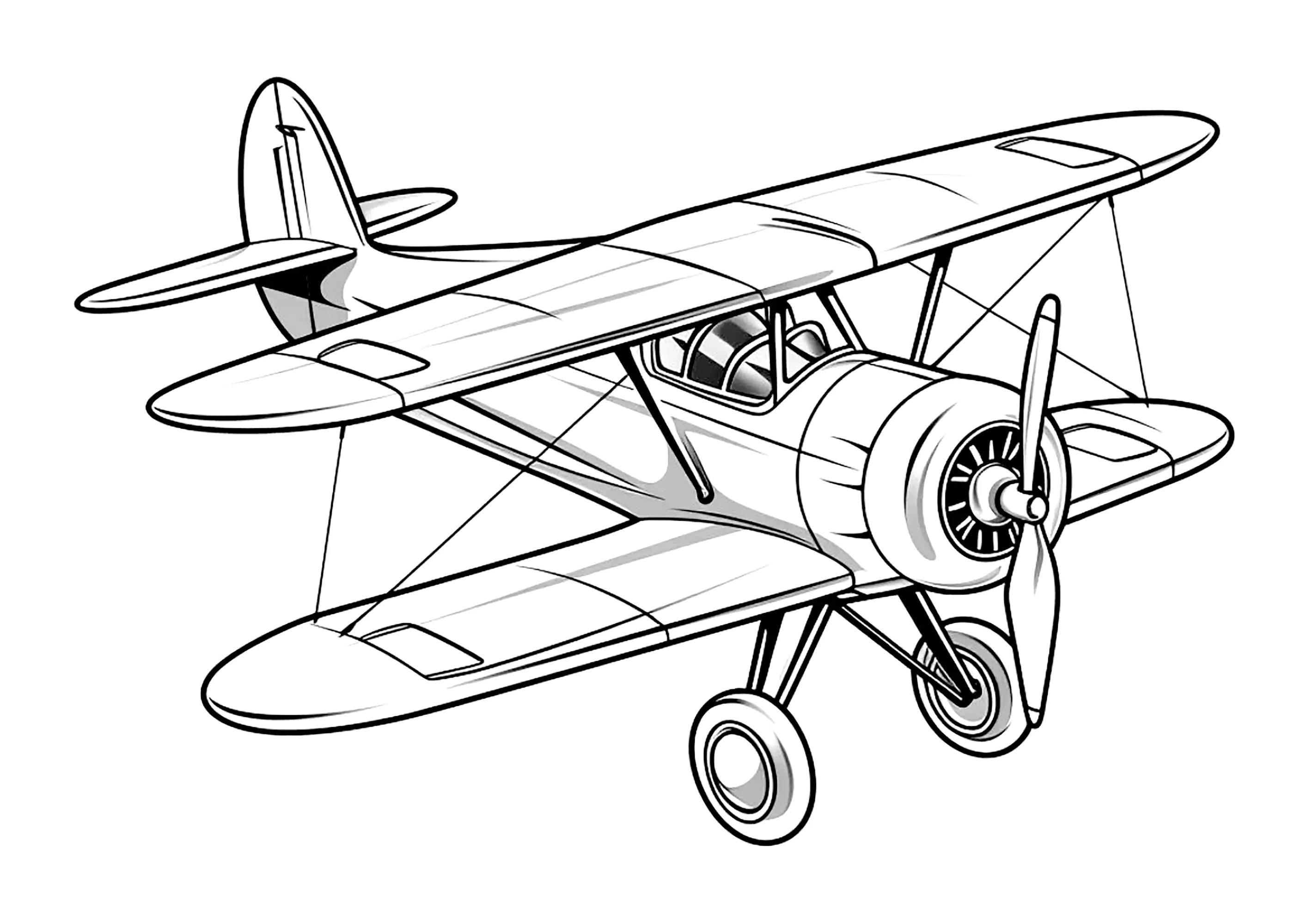 Avión de hélice (Página de Transporte para imprimir para niños)
